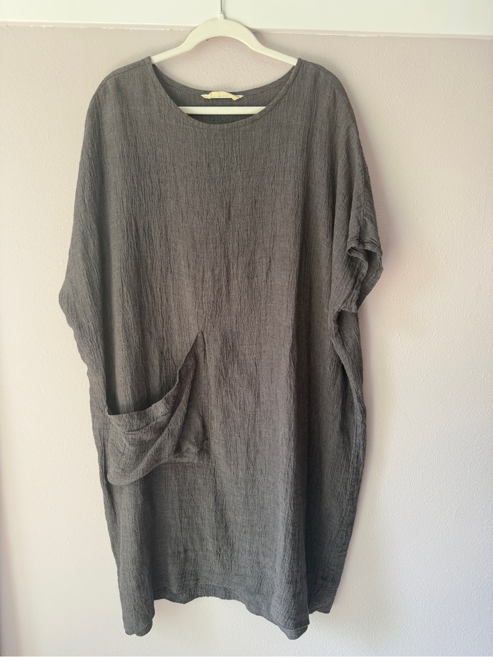 Elizabeth Suzann Harper tunic dress charcoal crinkle linen gauze - Picture 2 of 7